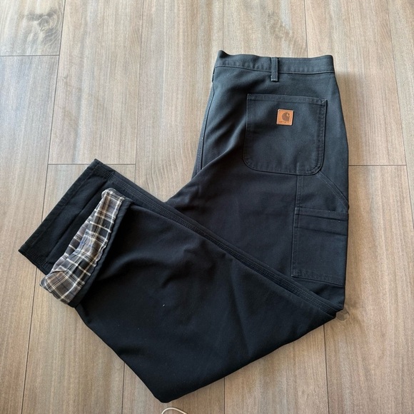 Carhartt men’s plaid lined carpenter duck canvas work utility pants size 40x32 - Picture 1 of 4